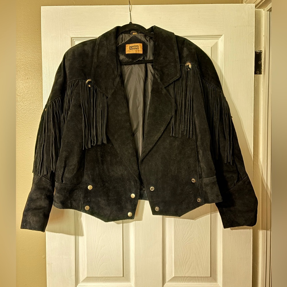 1995 Vintage genuine leather fringe jacket